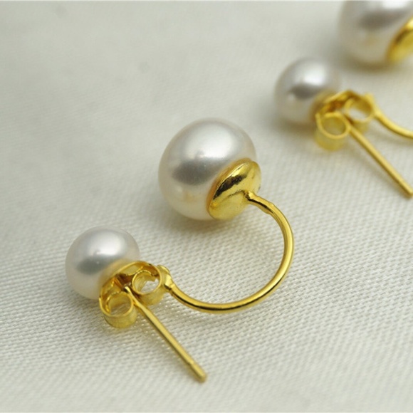 ✨Behind-the-Ear Double Drop Pearl Earrings – Elegant Minimalist Jewelry✨ - Picture 6 of 8